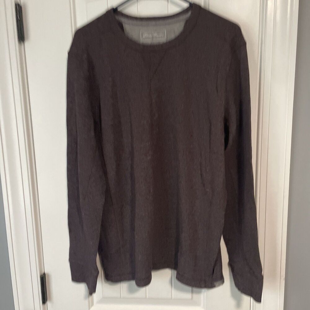 Eddie Bauer Henley T Shirt Men's L Purple‎ Brown Long Sleeve